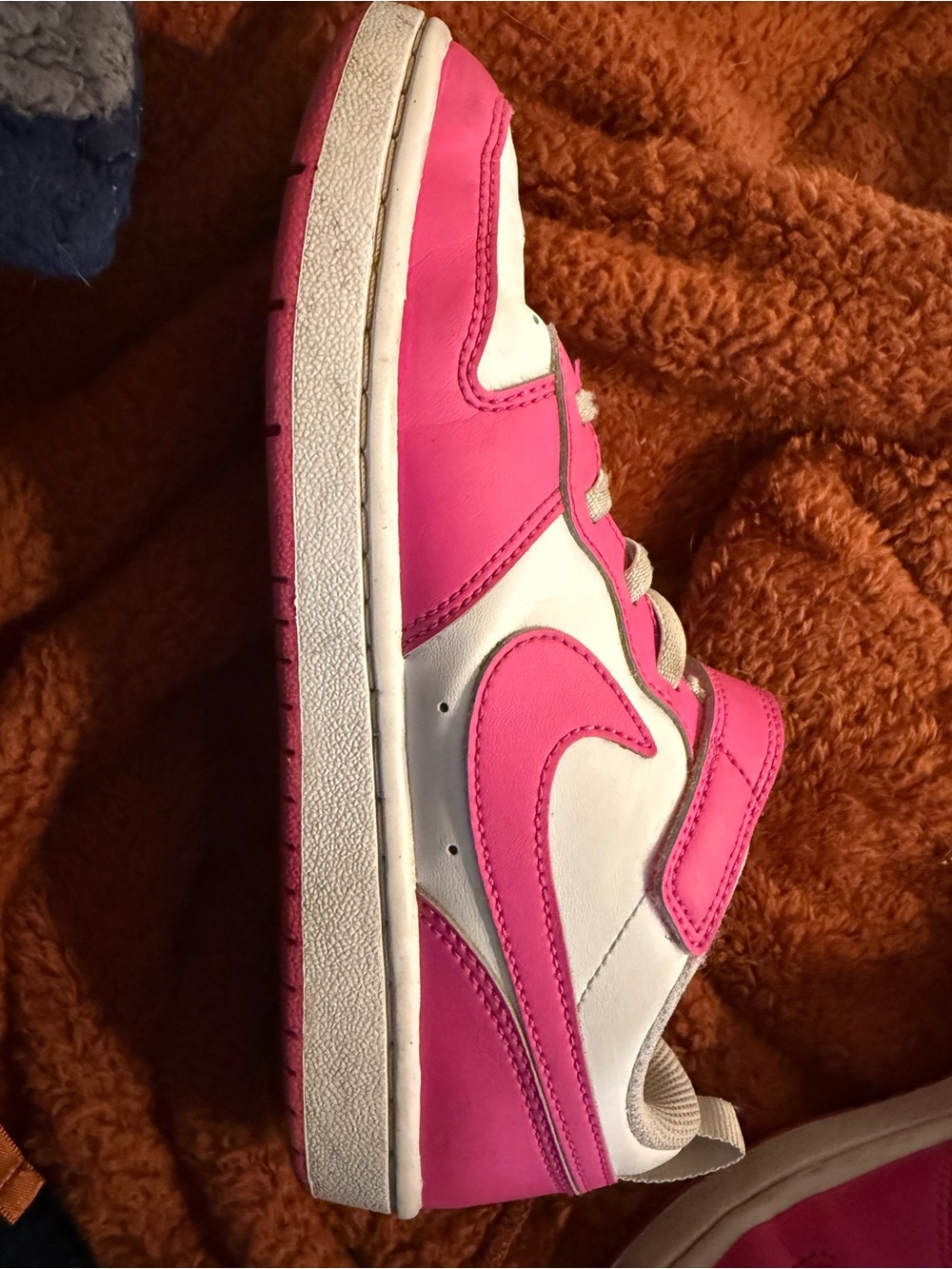 Nike Court Borough Low Sneakers kids size 3Y white/ laser fuchsia pink - Picture 3 of 10